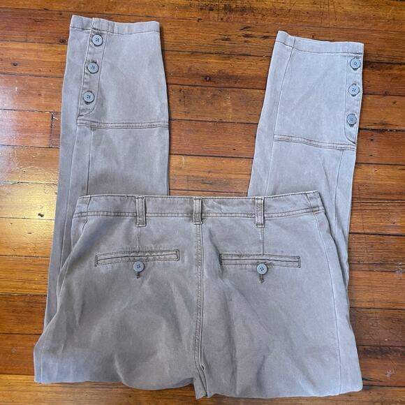 By Anthropologie Tencel Ribbed Button Cuff Straight Leg Utility Pants Sz 29 - Picture 8 of 10